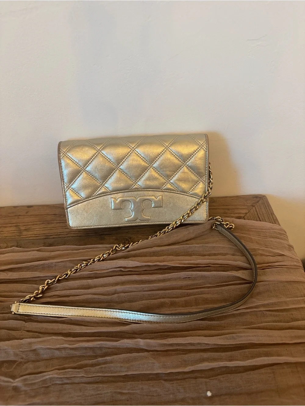 Tory Burch Savannah Metallic Gold Crossbody